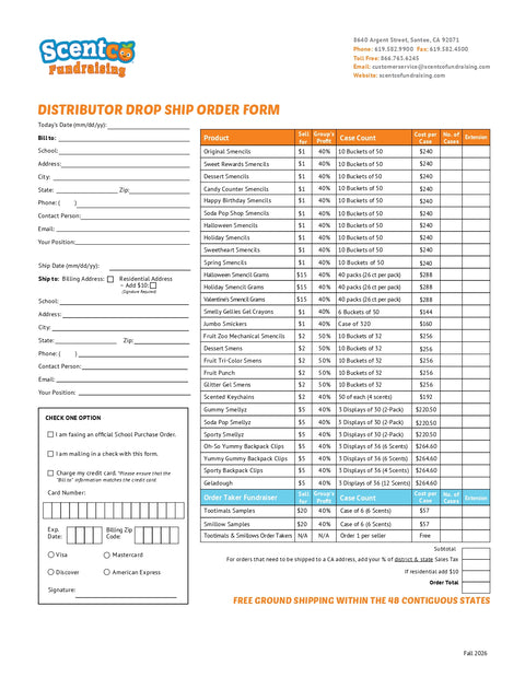 Preview of Drop Ship Order Form 2026-2027
